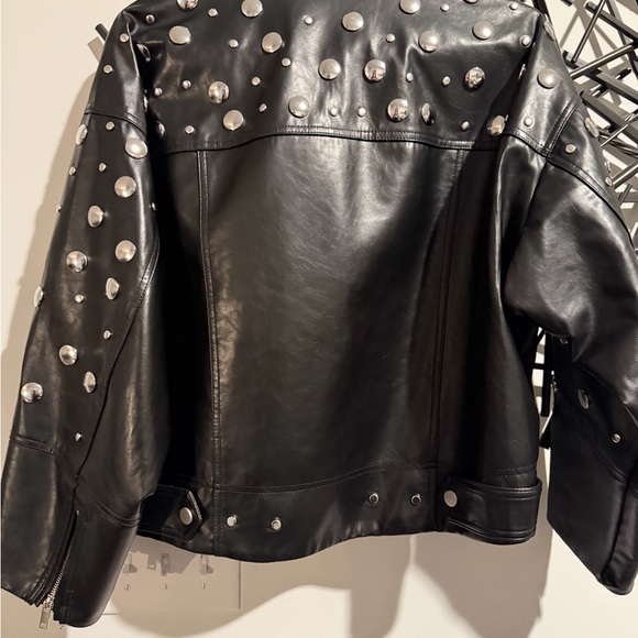 Zara Studded Black Leather Jacket - Picture 3 of 6